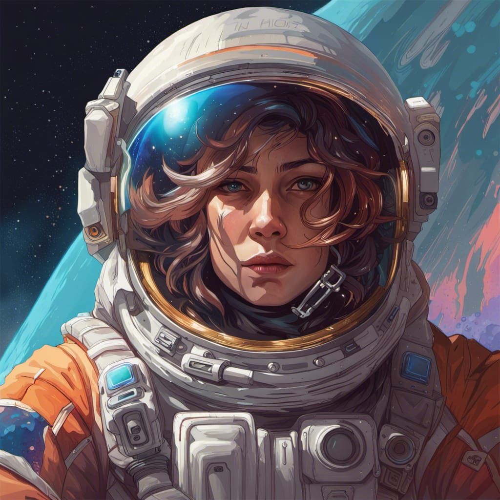 Astronaut Contemplates Earth: Hyperdetailed Concept Art