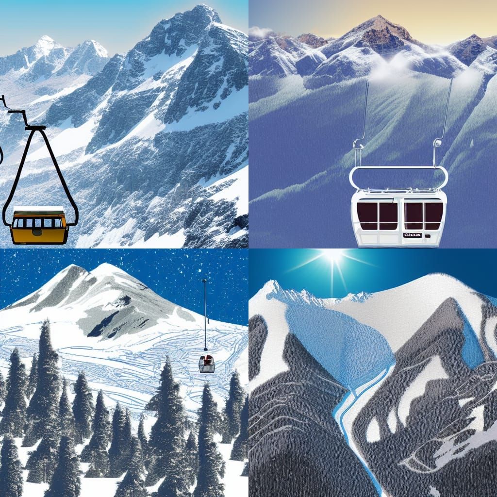 Snowy Mountain Ski Lift: Digital Illustration
