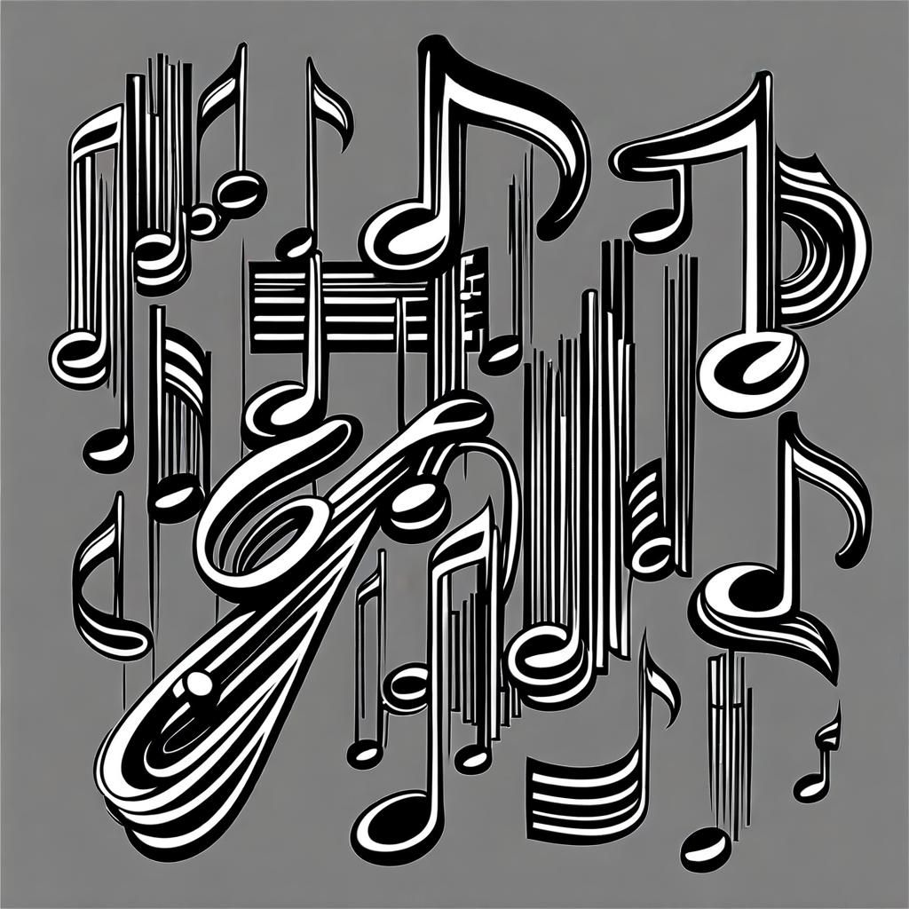 Minimalist Line Art: Musical Notes and Flute