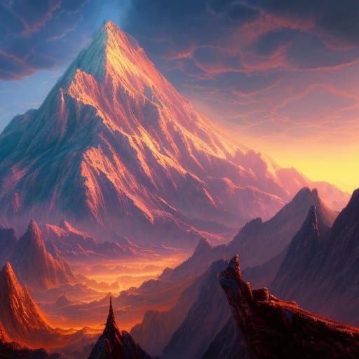 Mount Olympus at Dawn: Detailed Matte Painting