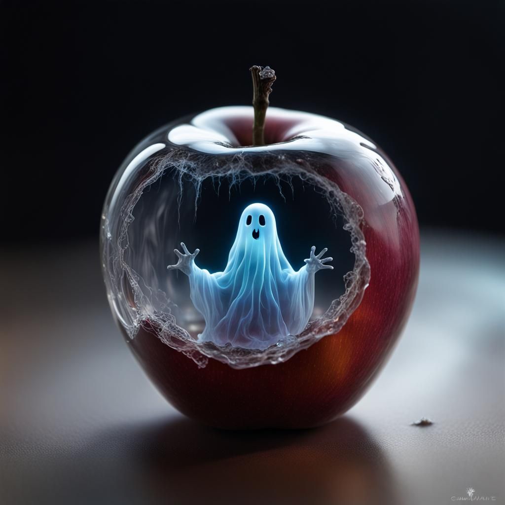 Ghost in Crystal Apple with Galaxy Cracks