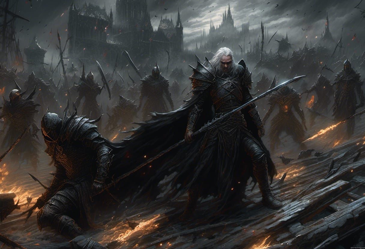 Futuristic Knight Intruder with Laser in Horror Style