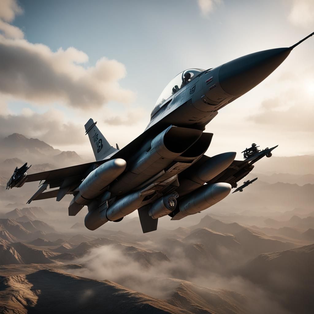 F-16 Fighter Jet in 3D Game Cinematic Style