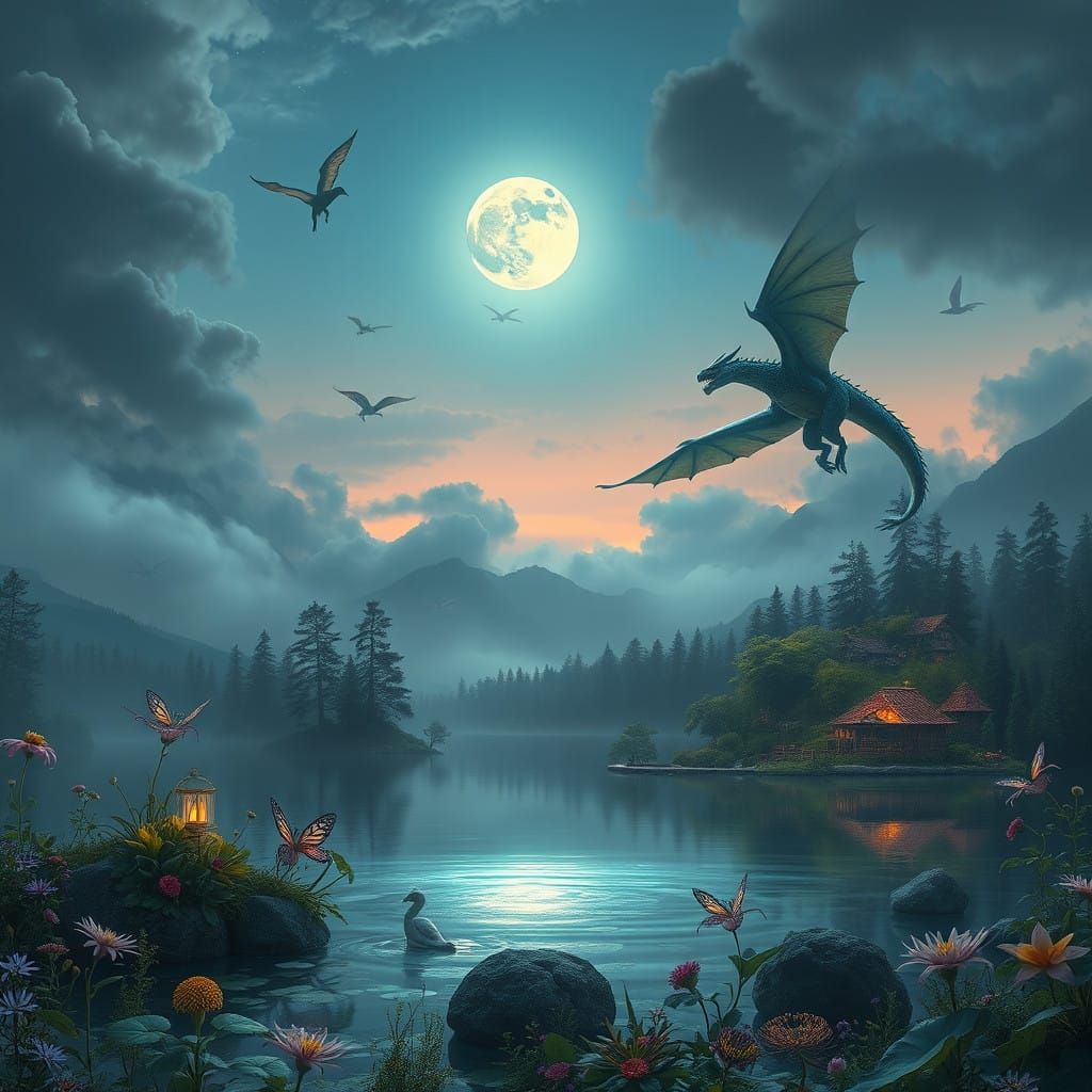 Ethereal Fantasy Realm at Dusk