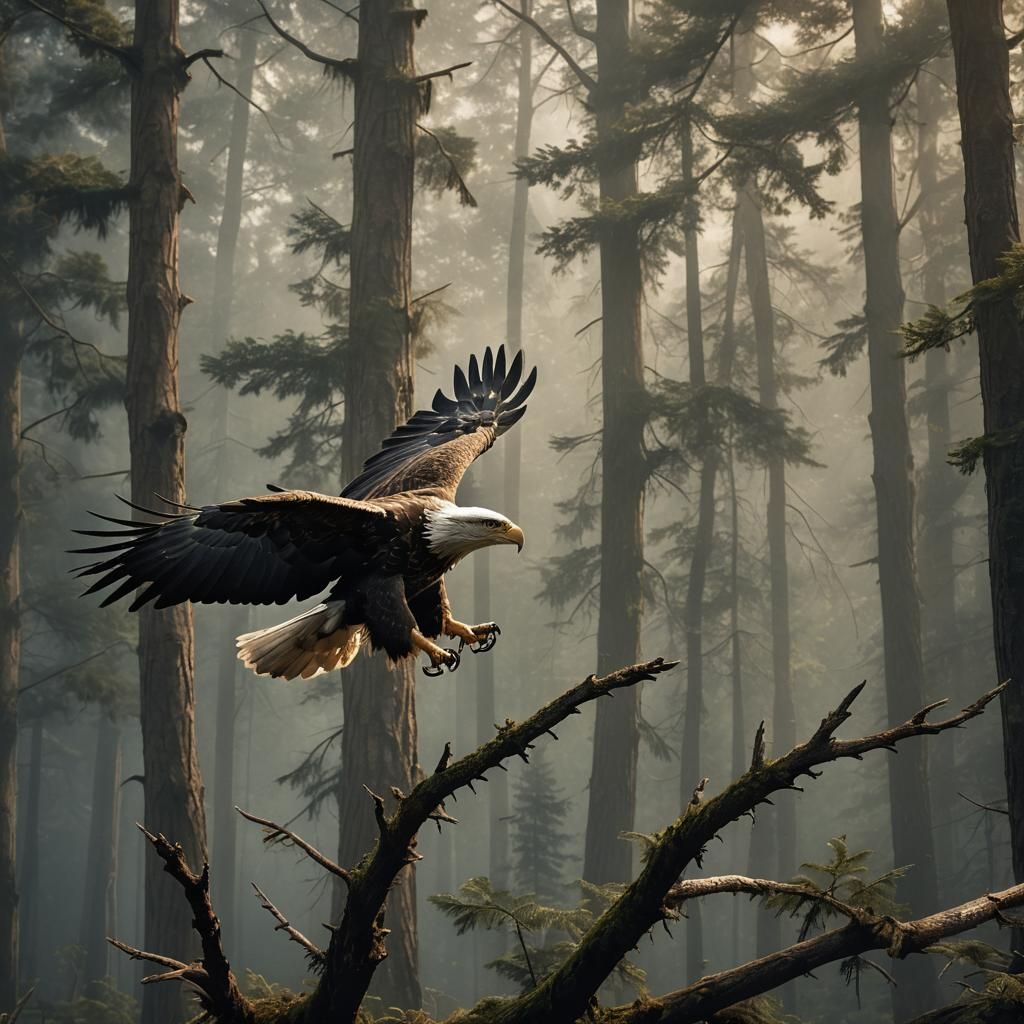 Majestic Eagle in Flight: Hyper-Realistic Digital Painting