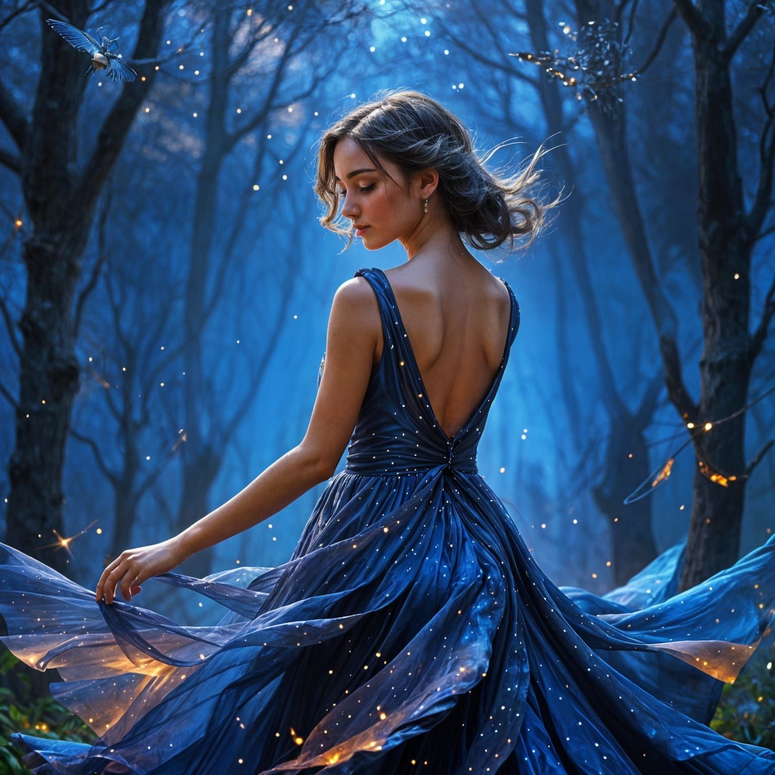 Majestic Owl Spreading Wings At Twilight