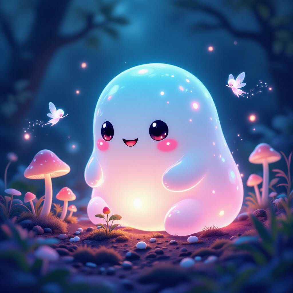 Bibi the Slime Creature Tends Enchanted Mushroom Garden