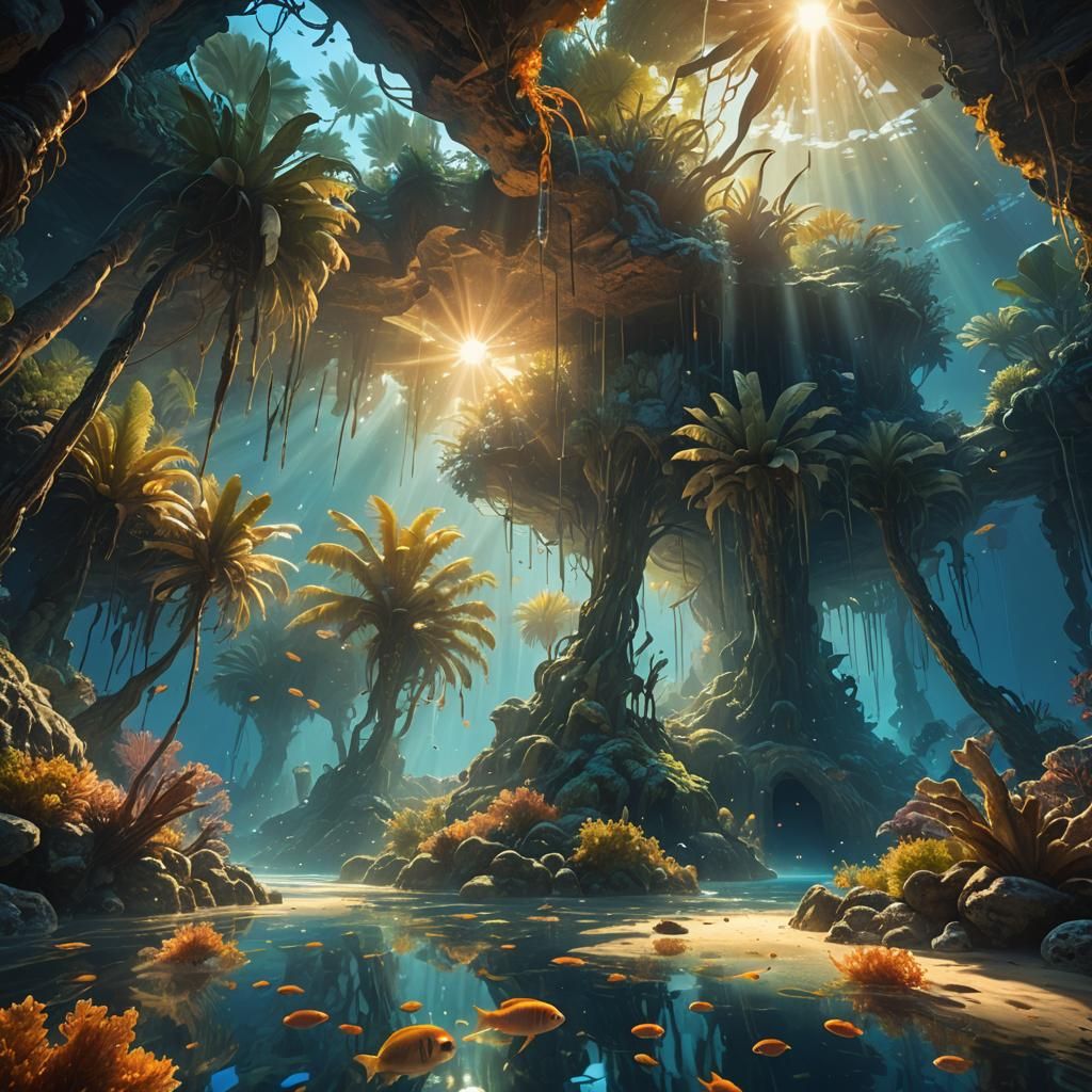 Underwater Palm Trees Concept Art in Unreal Engine