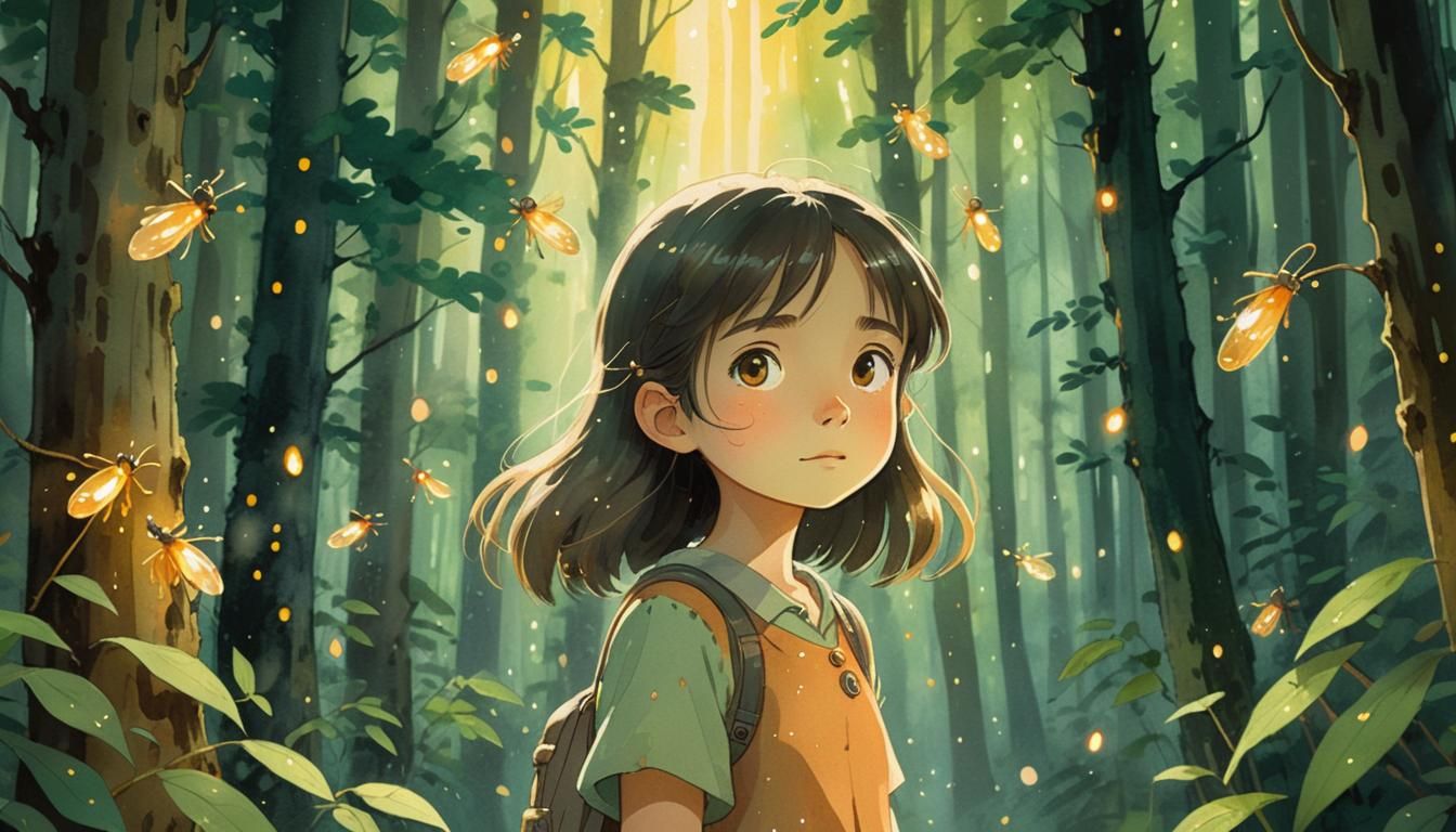 Lush Forest Scene in Studio Ghibli Style