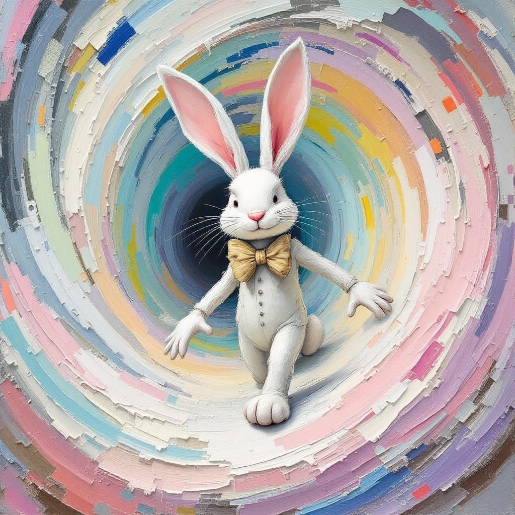 Surrealist Easter Bunny Emerges from Dreamlike Vortex in Imp...