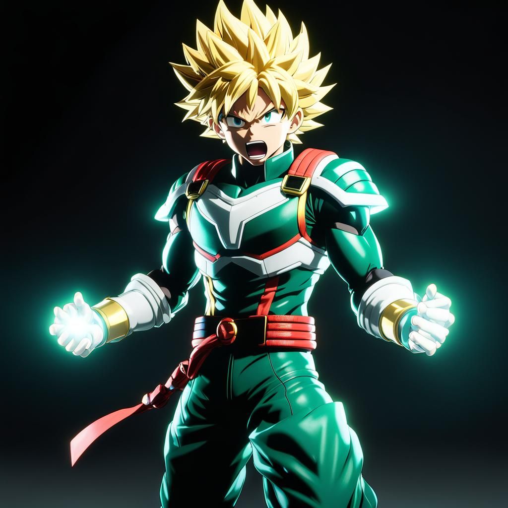 Super Saiyan Izuku Midoriya Anime Style