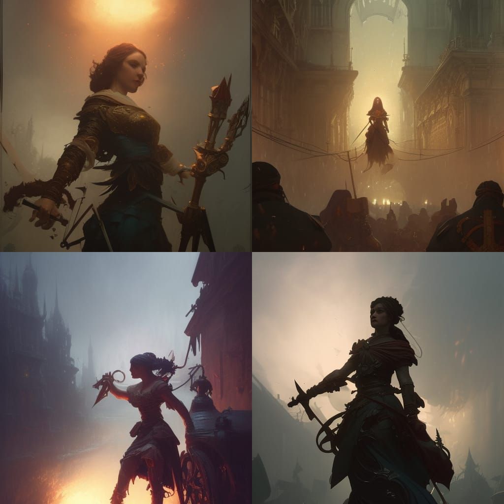 Hyperdetailed Battle Maid in Dark Fantasy Style