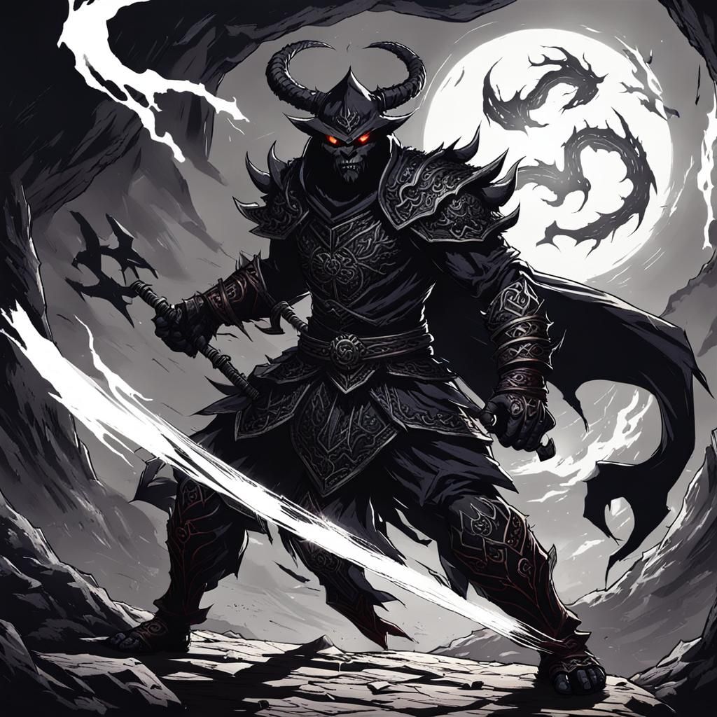 Shadow Demon Warrior Battles the Light