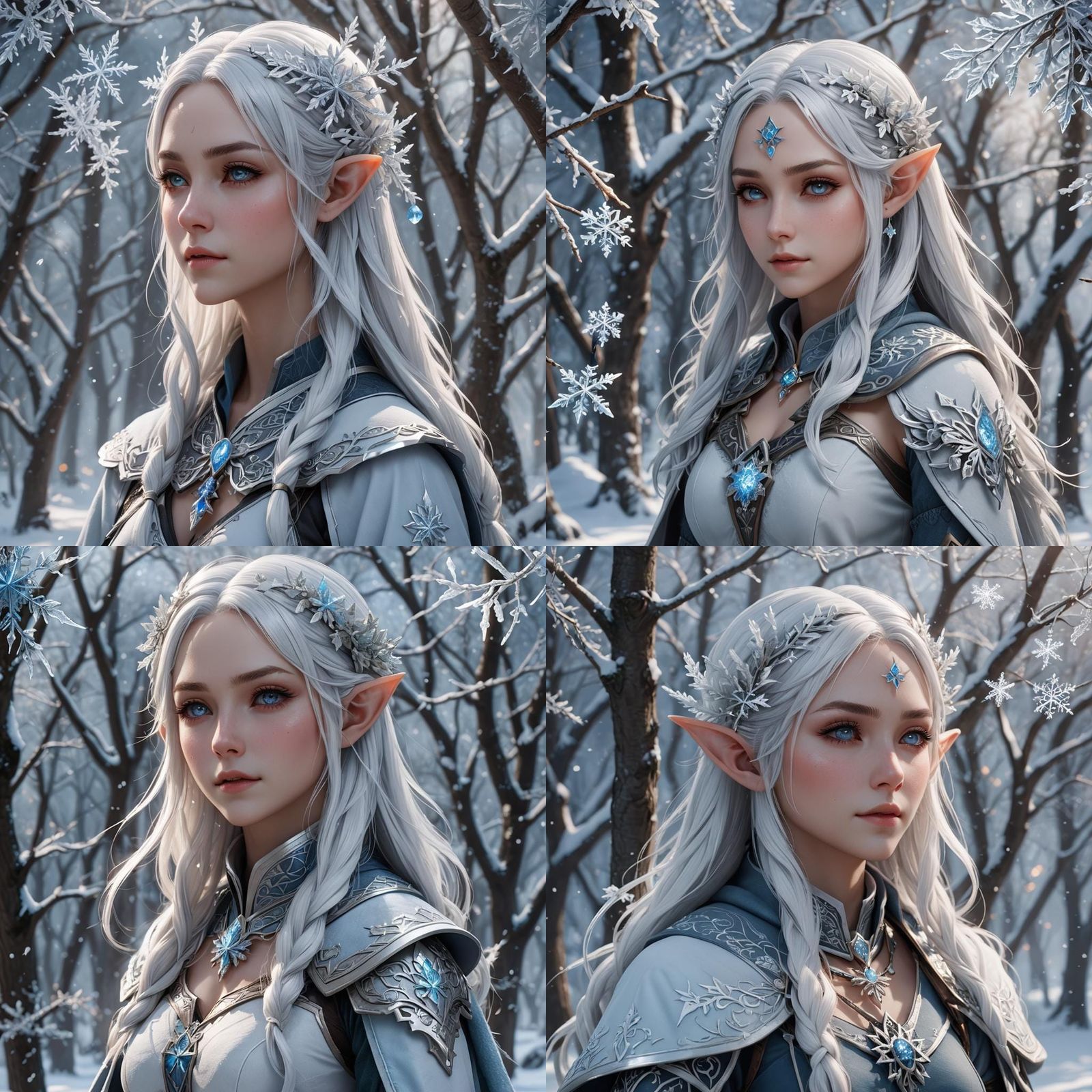 Icy Elf: 3D Anime Art in Winter Landscape