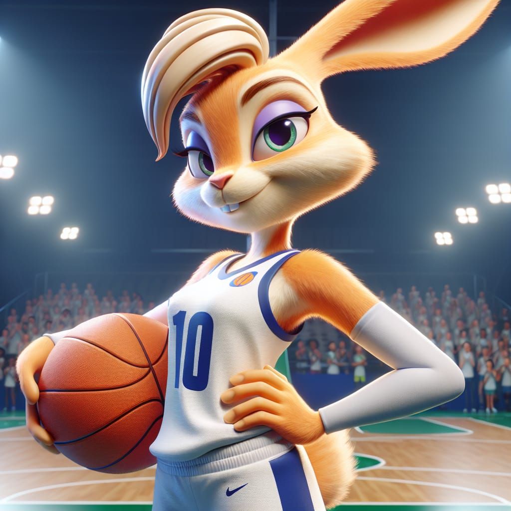 Animated Lola Bunny Posing with Basketball