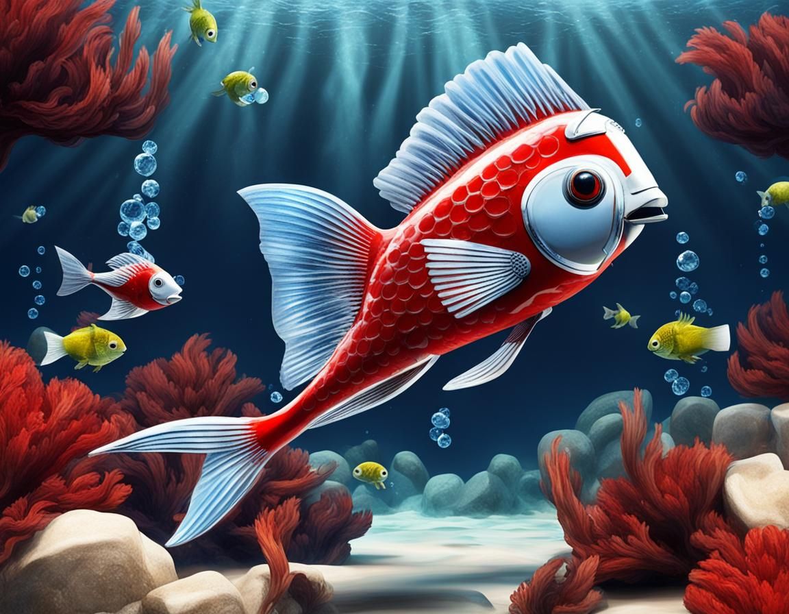 Fantasy Fish Smoking Underwater with Pipe