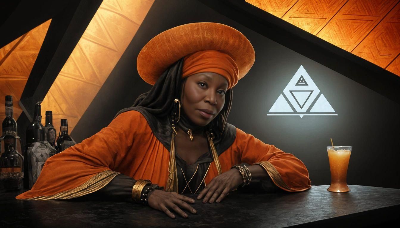 Guinan in Orange: Photorealistic Star Trek Portrait