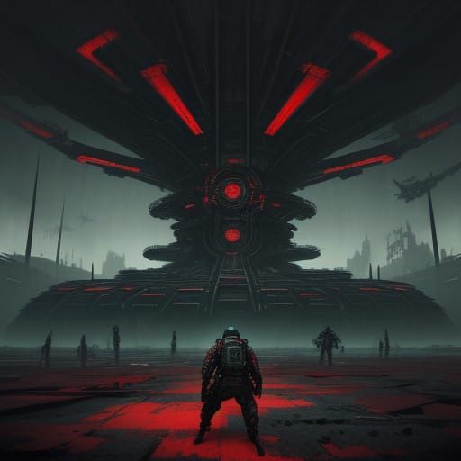 Dark, Gritty Korean Arena in a Dystopian Futurism Style