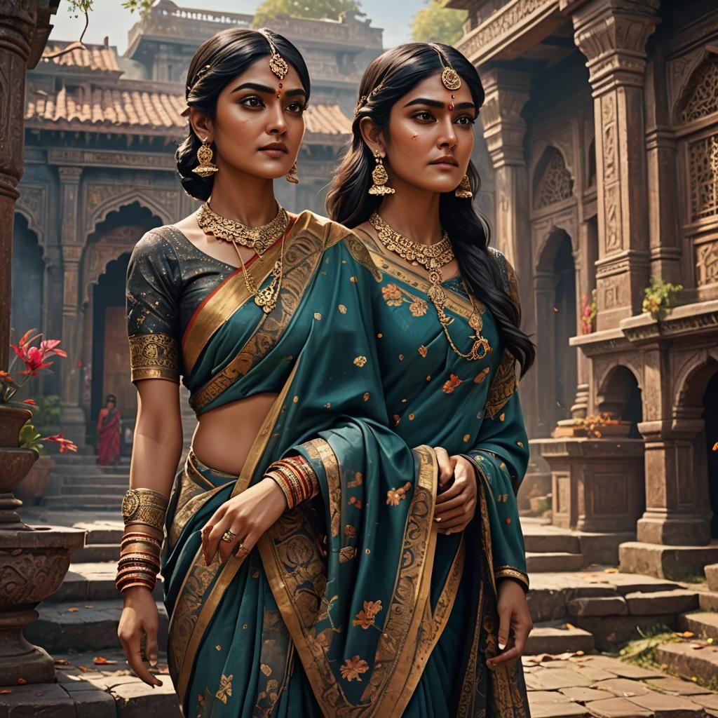 Mrunal Thakur in Saree: Detailed Fantasy Art