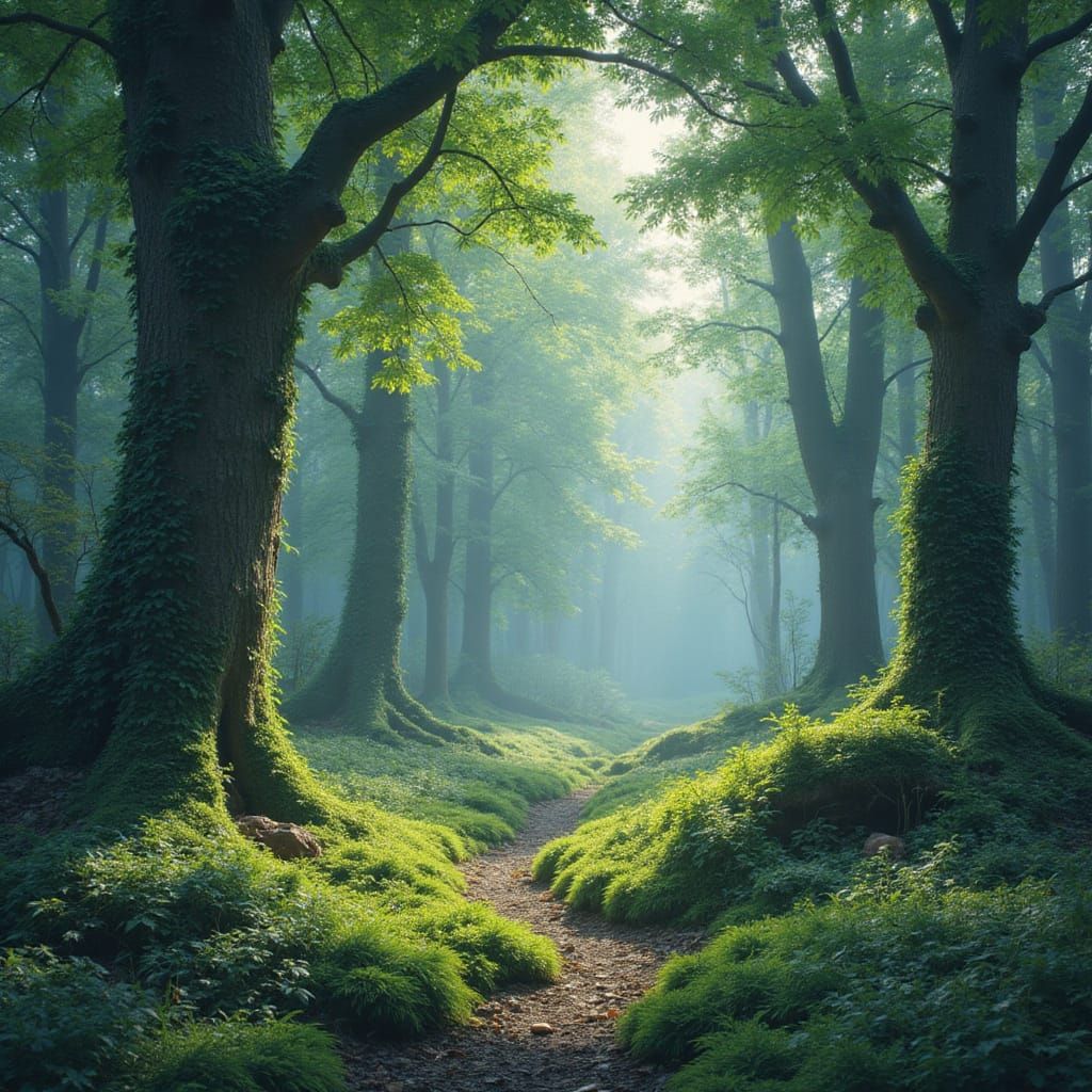 Mystical Forest Realm in Vibrant Color