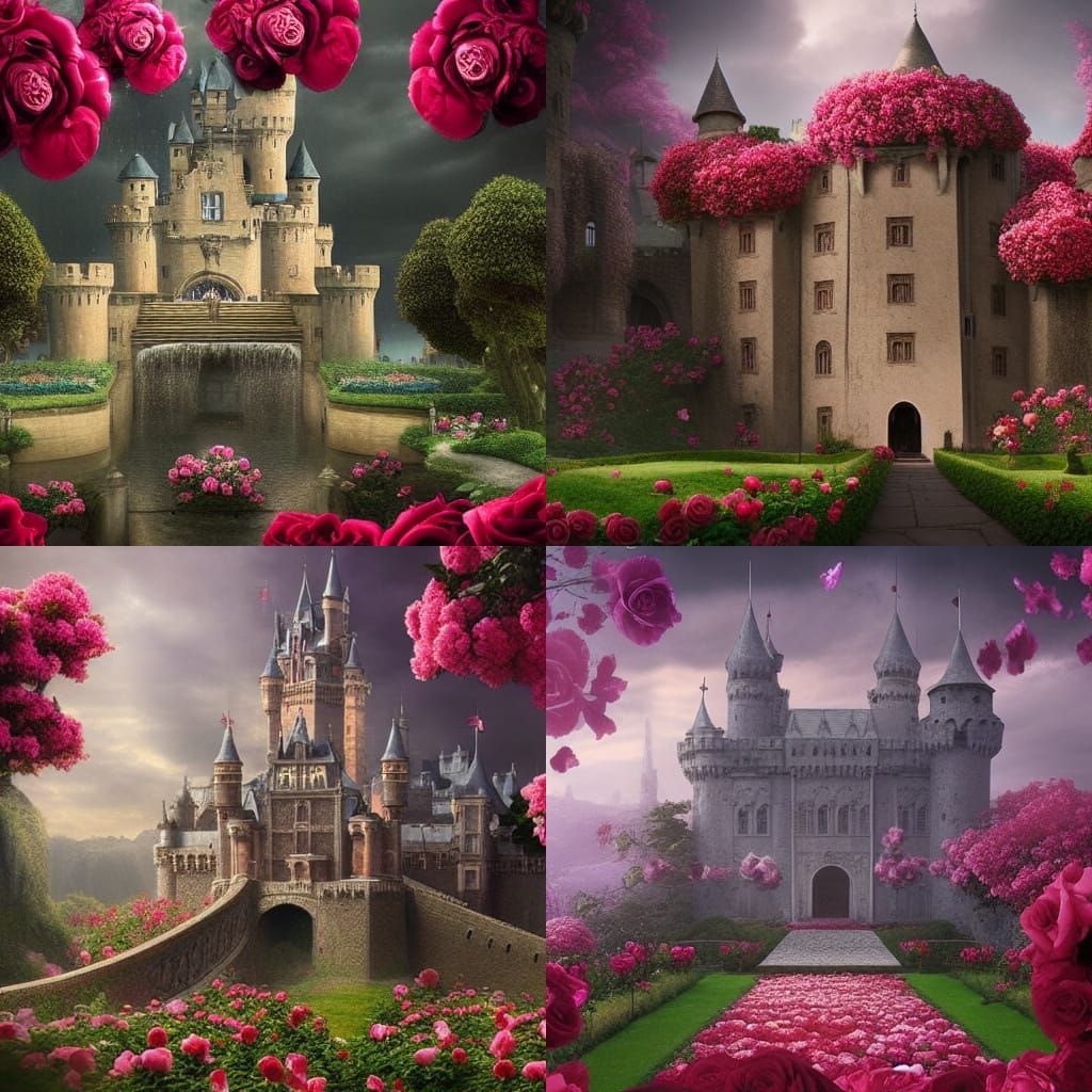 Fairytale Castle Surrounded by Roses