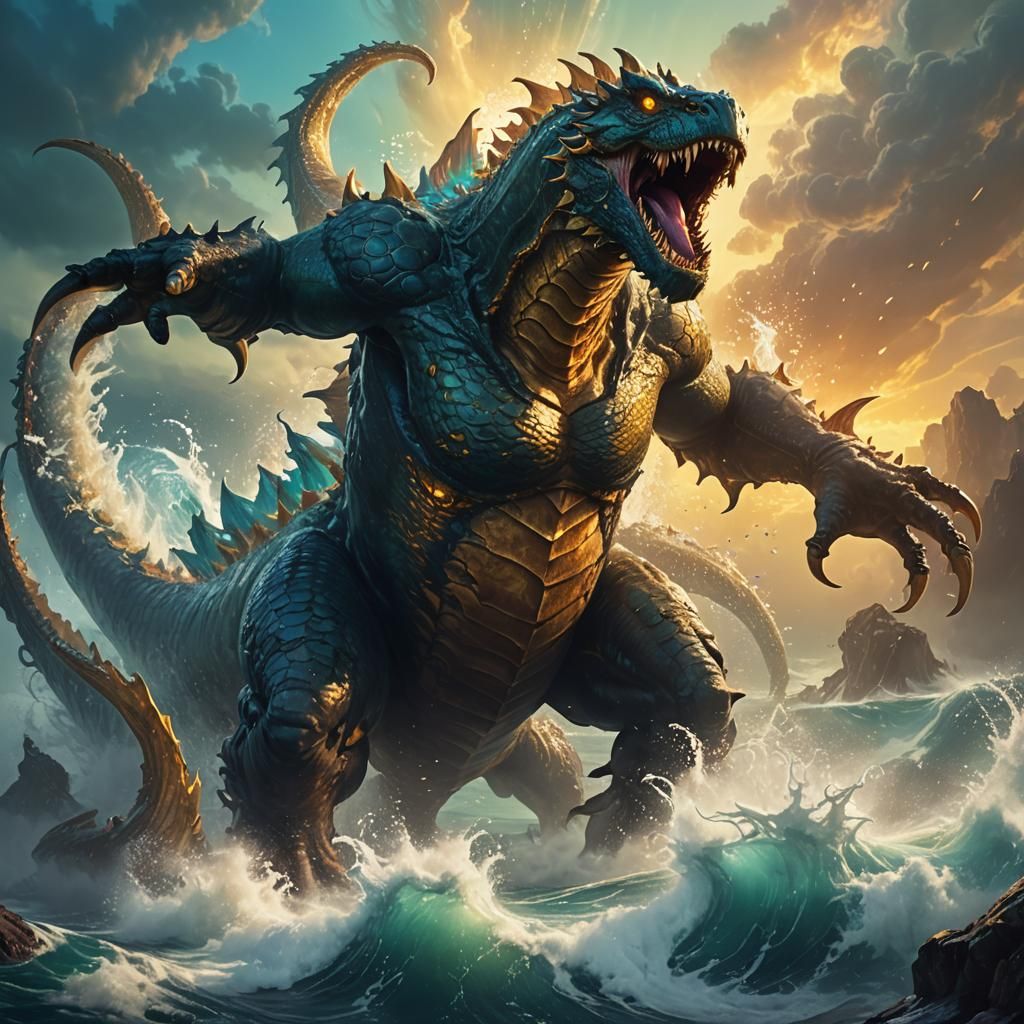 Colossal Sea Monster Emerges: Fantasy Concept Art