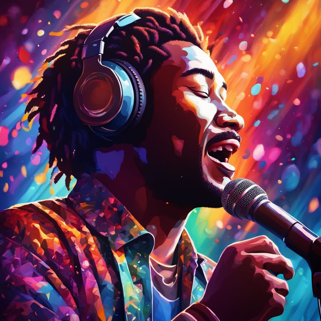 Vibrant Karaoke and Meditation Concept Art