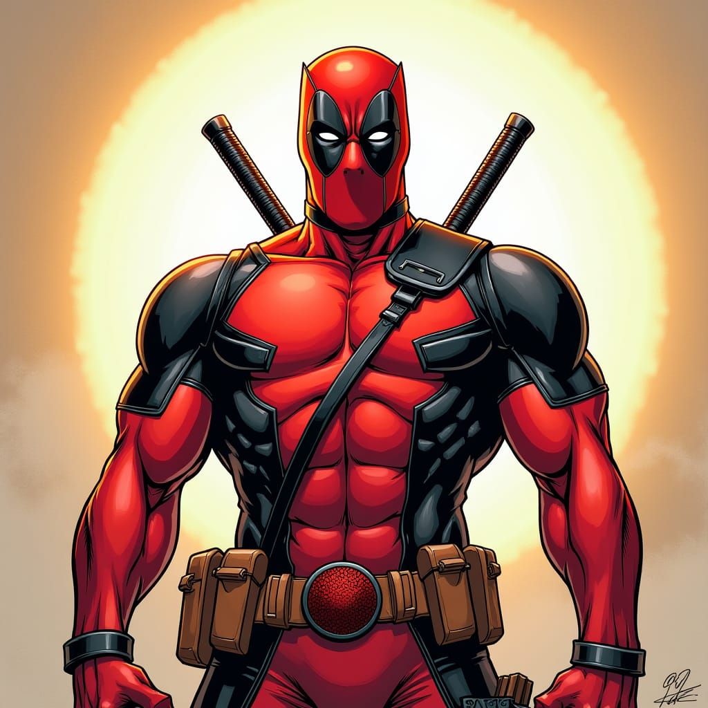 Deadpool in High-Octane Comic Book Art Style