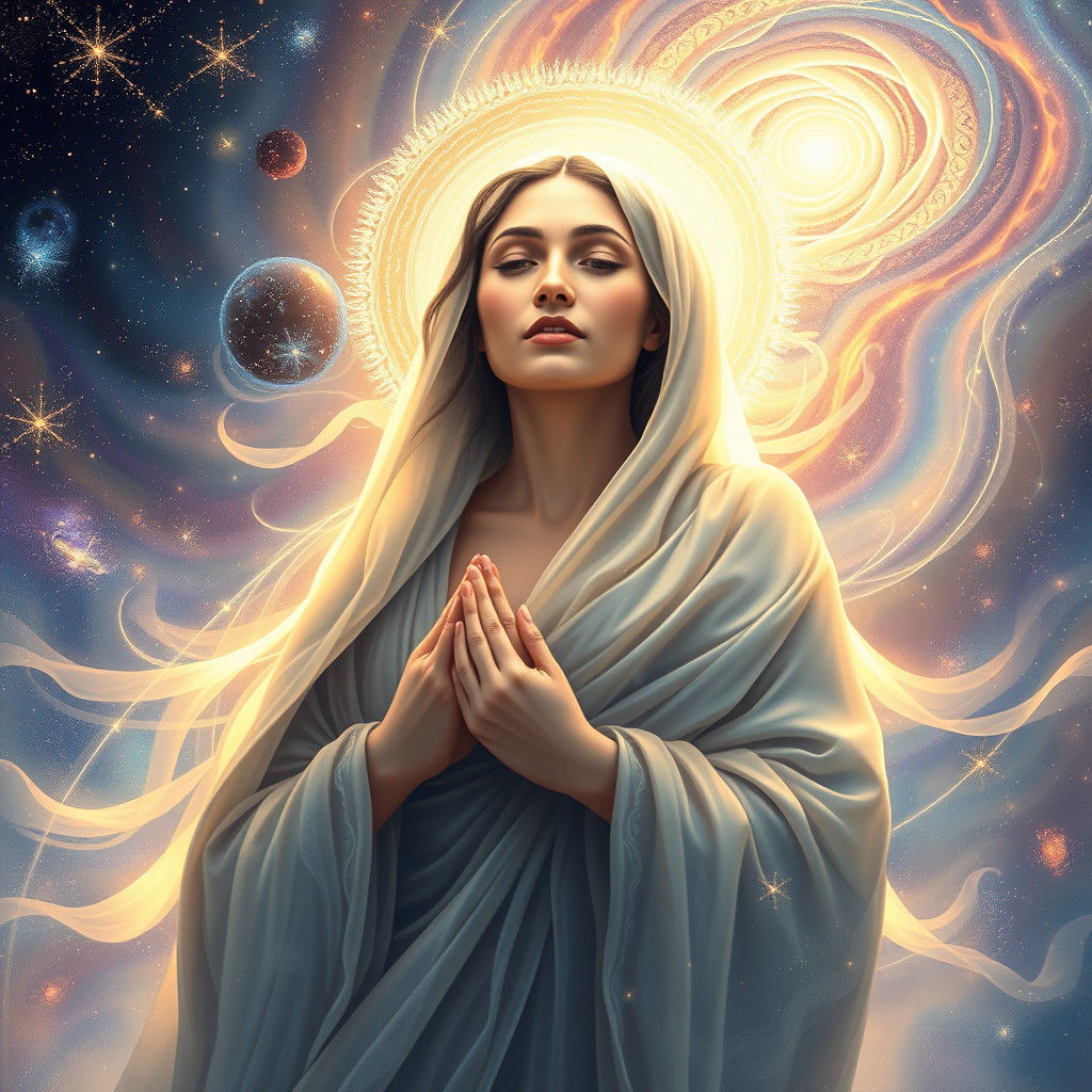 Cosmic Mother in Dreamlike Shamanic Art Style