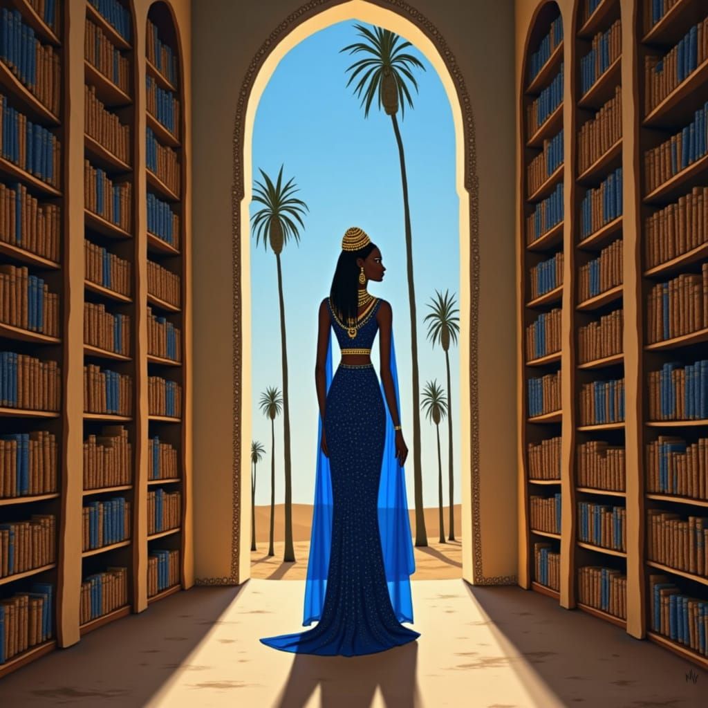 Kassi, Queen of Mali, in Timbuktu Library