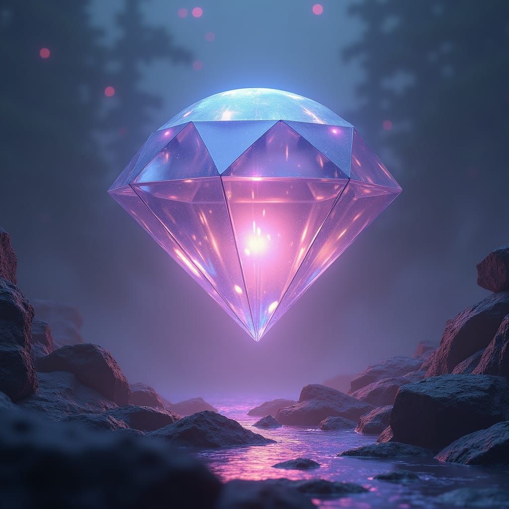 Ethereal Kula Diamond in Mystical, Futuristic Landscape