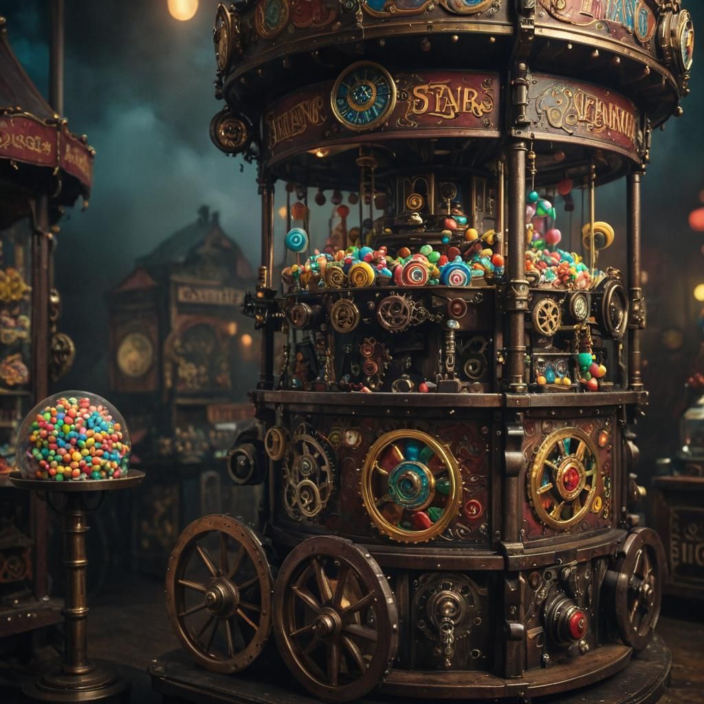 Steampunk Carnival Toy Machine with Candies