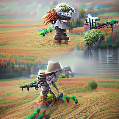 Scarecrow with Gun: HD Concept Art in 3D