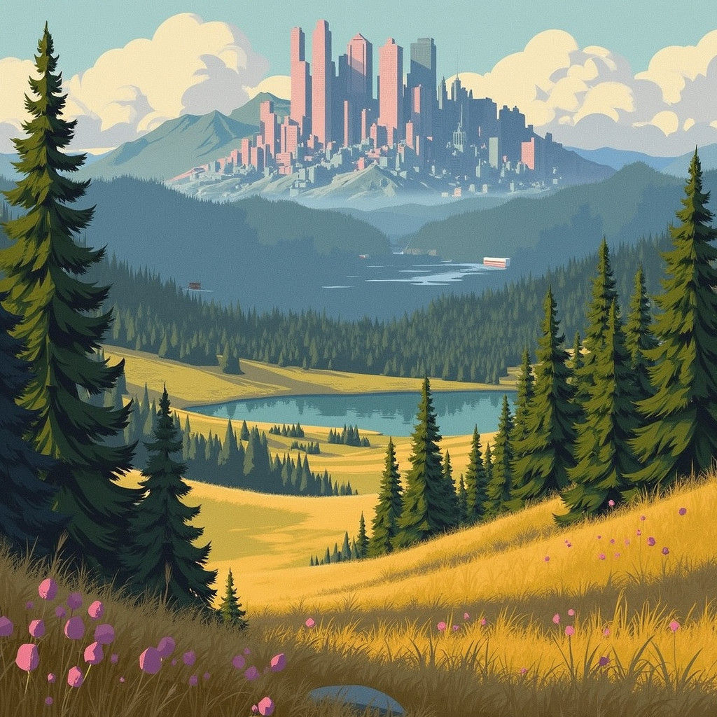 Futuristic Low Poly Cityscape at Dusk