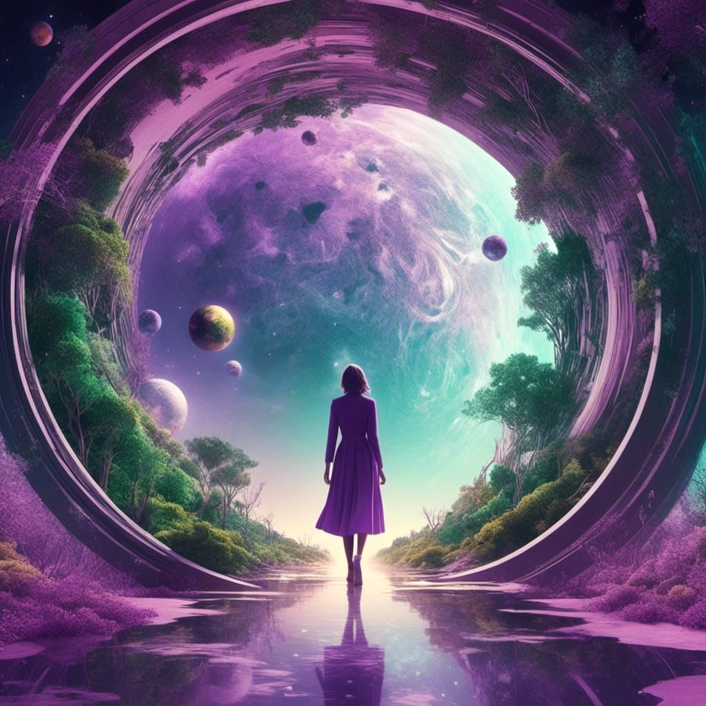 Woman Walks Through Surreal Portal to New World