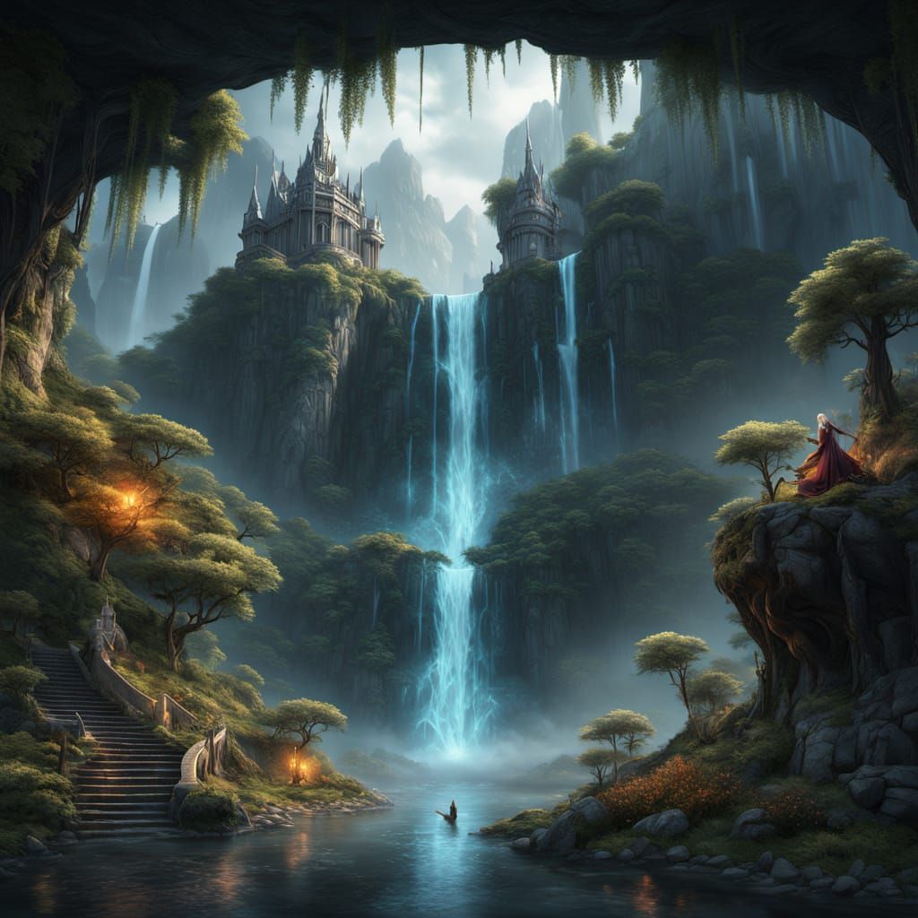 Ethereal Dragonborn Seeks Ancient Magic Beside Mystical Wate...