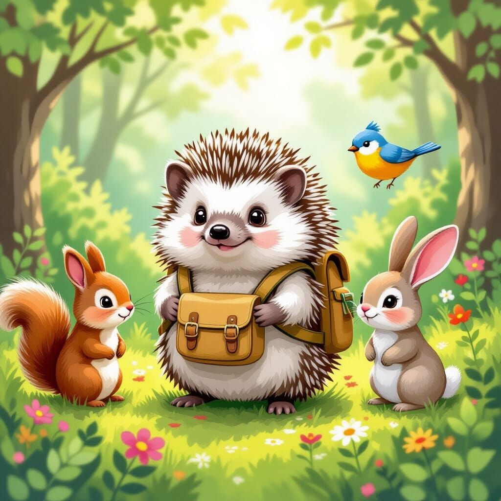 Hedgehog and Friends in Enchanted Forest