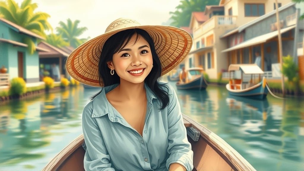 Warmth of a Tropical River Scene in Soft Pastel Colors