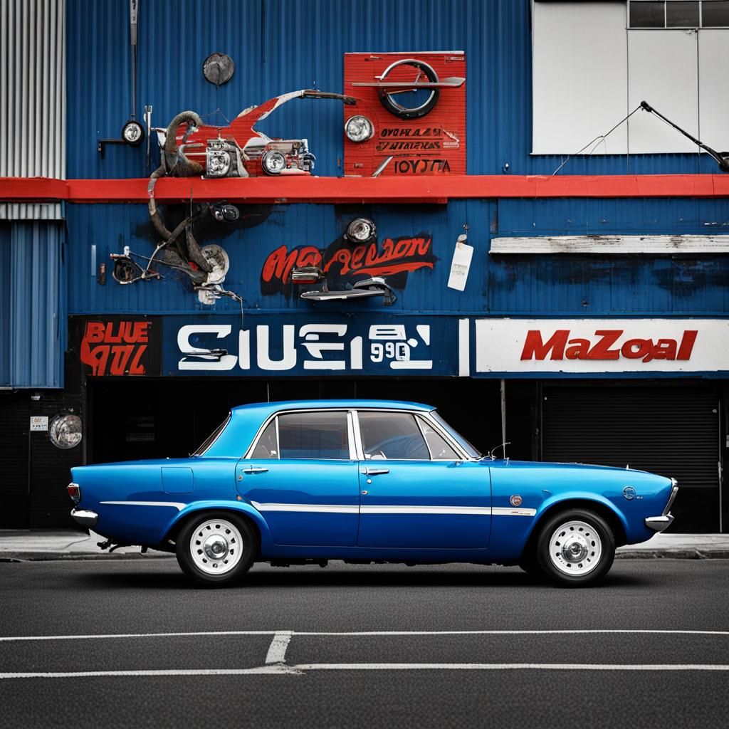 1967 Blue Classic Car Concept Art