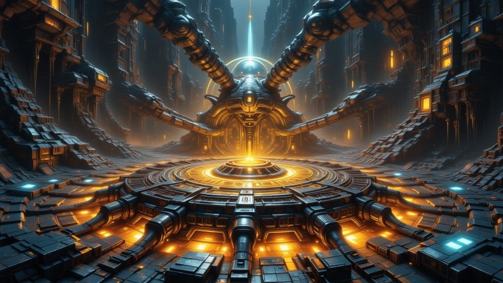 Intricate Alien Mandala with Mechanical Details