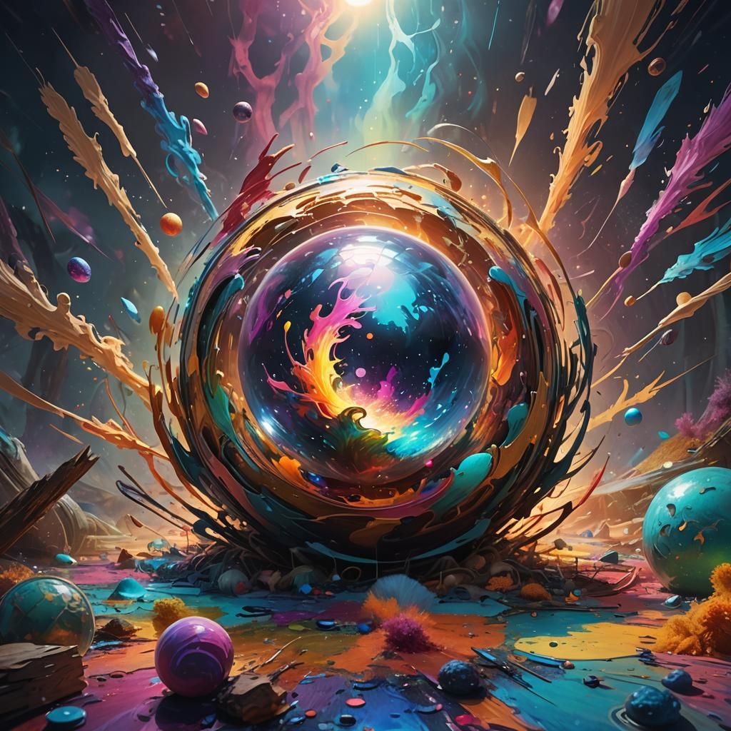 Glowing Orb in Vortex: Vibrant Fantasy Concept Art