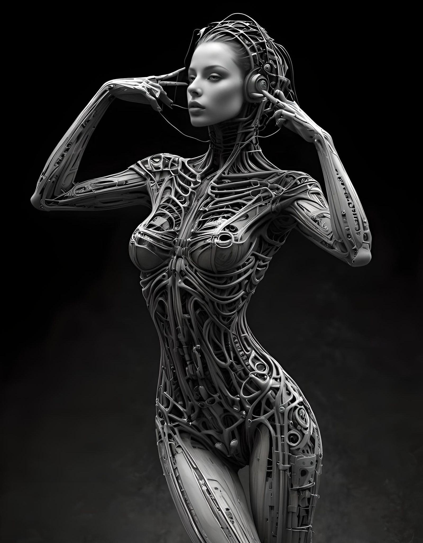 Biopunk Dystopian Woman in Steampunk Style