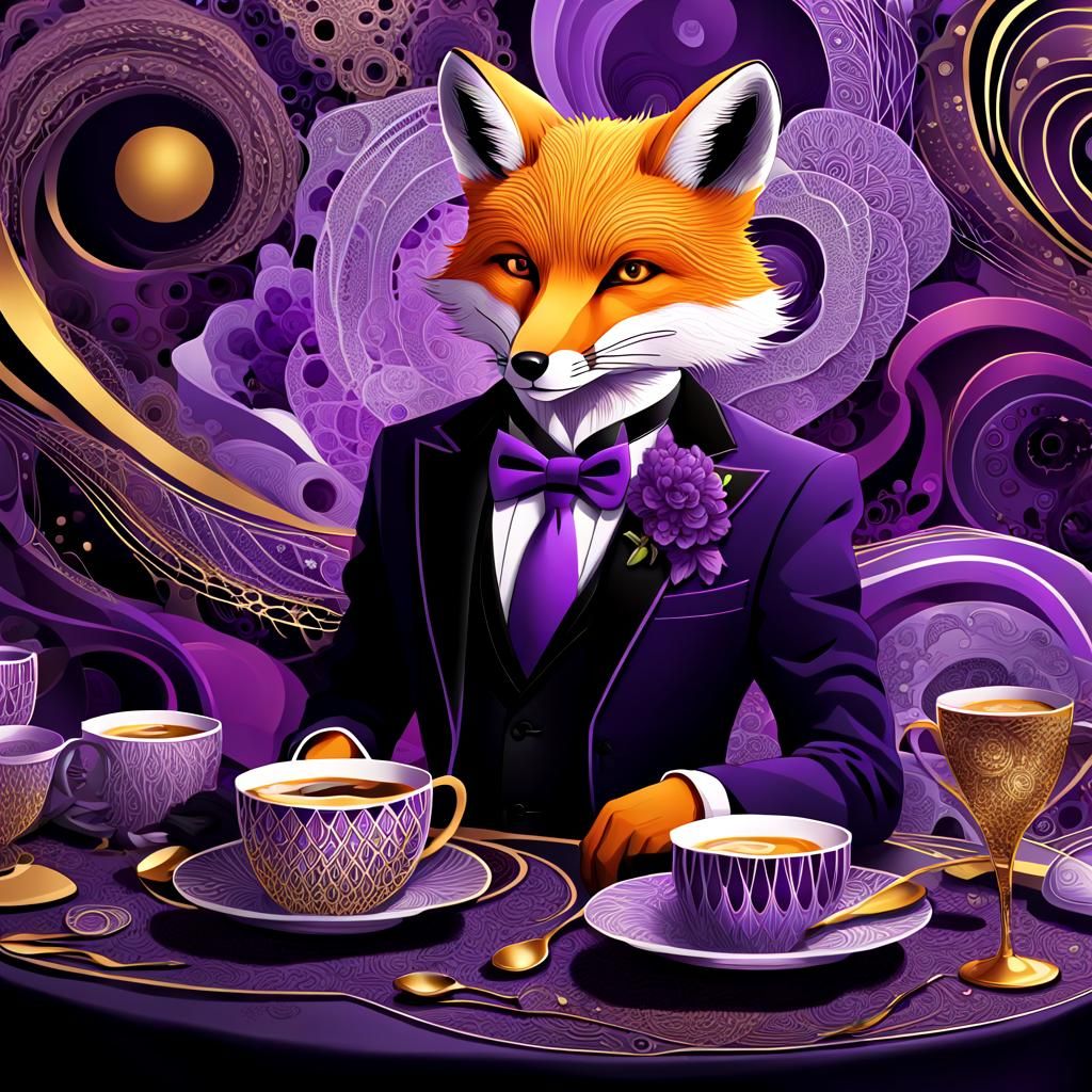 Geometric Abstraction: Fox in Tuxedo at Dinner