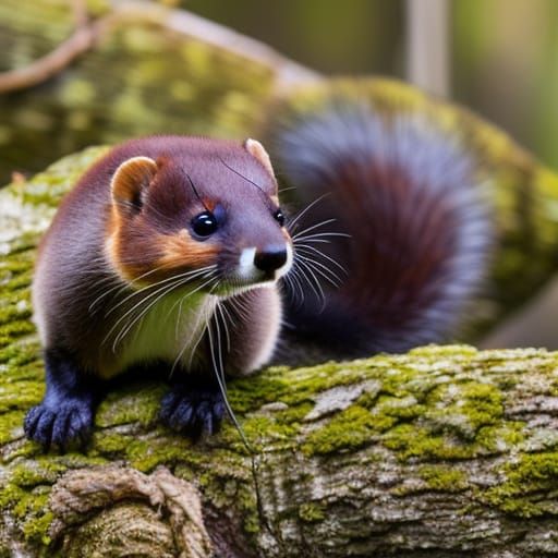 Playful Pine Marten Climbing a Tree