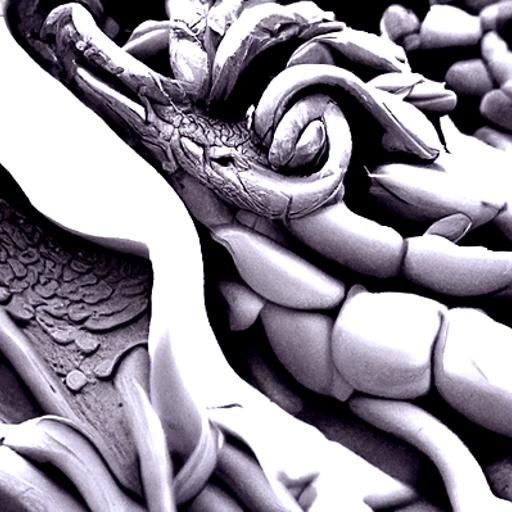Detailed Marble Dragon Statue Digital Art