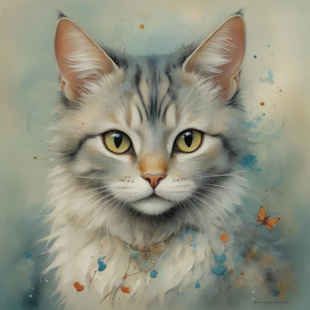 Expressive Portrait of a Cute Cat