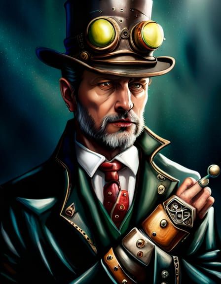 Cybog, steampunk, metal, wolf dragon, gothic, wizard