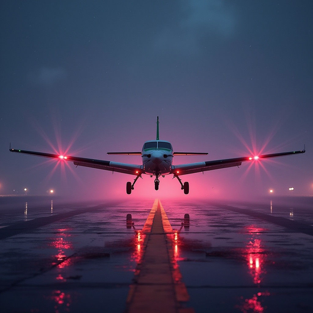 Piper Archer Night Landing: Dreamlike Concept Art