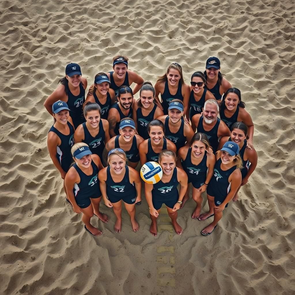 Hyperrealistic Beach Volleyball Team Group Photo