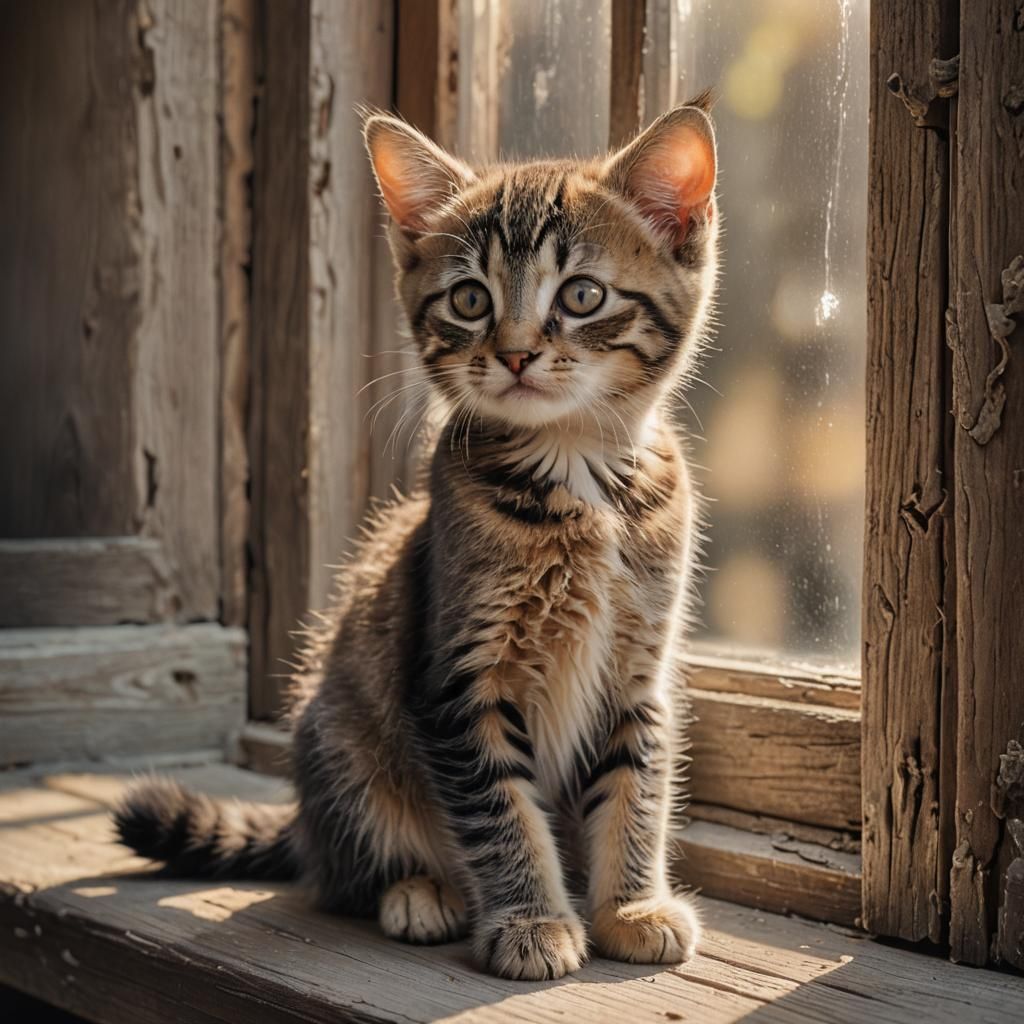 Hyperrealistic Kitten Portrait in Moody HDR Photography